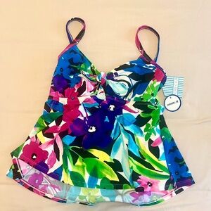 Vividly colorful, tankini top by Shore Club Sz 12 NWT’s